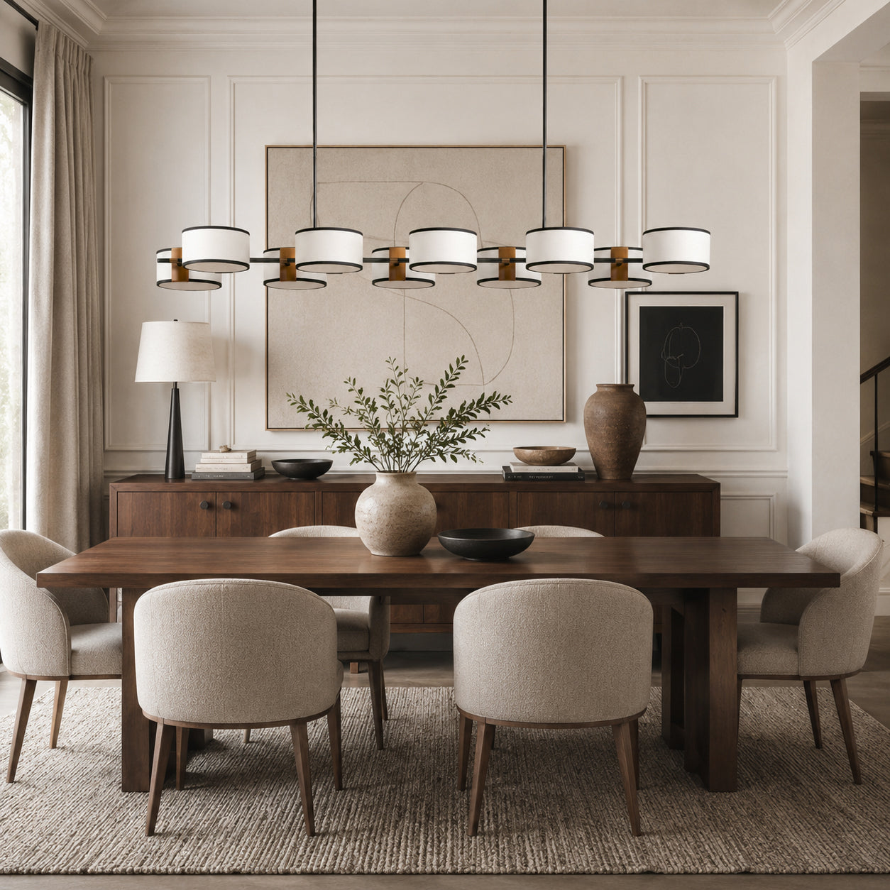 Calvrane Brass Linear Drum Chandelier