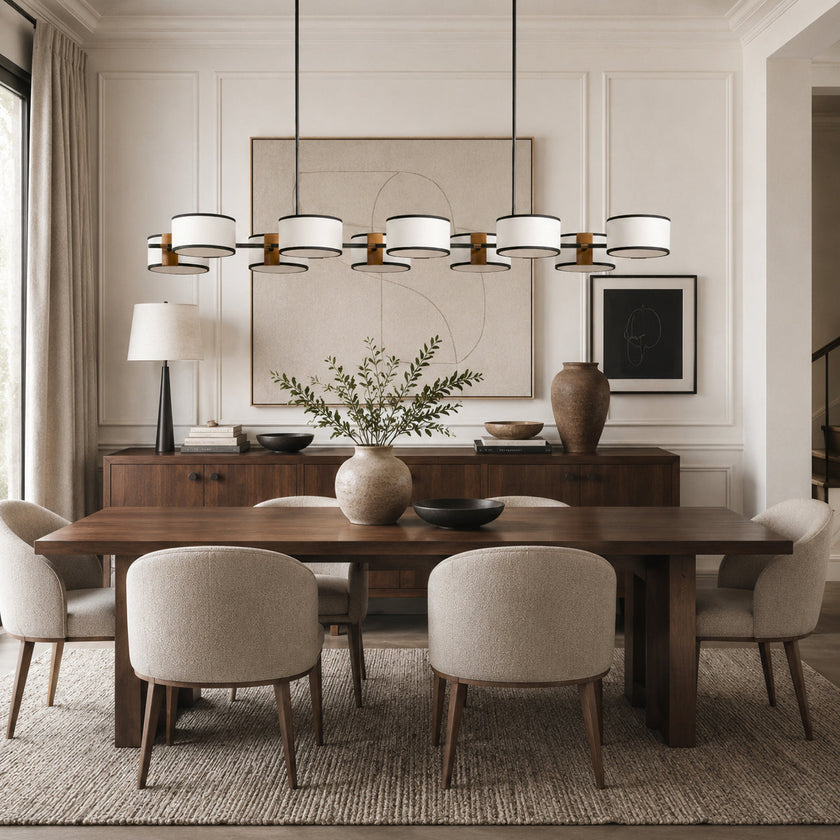 Calvrane Brass Linear Drum Chandelier