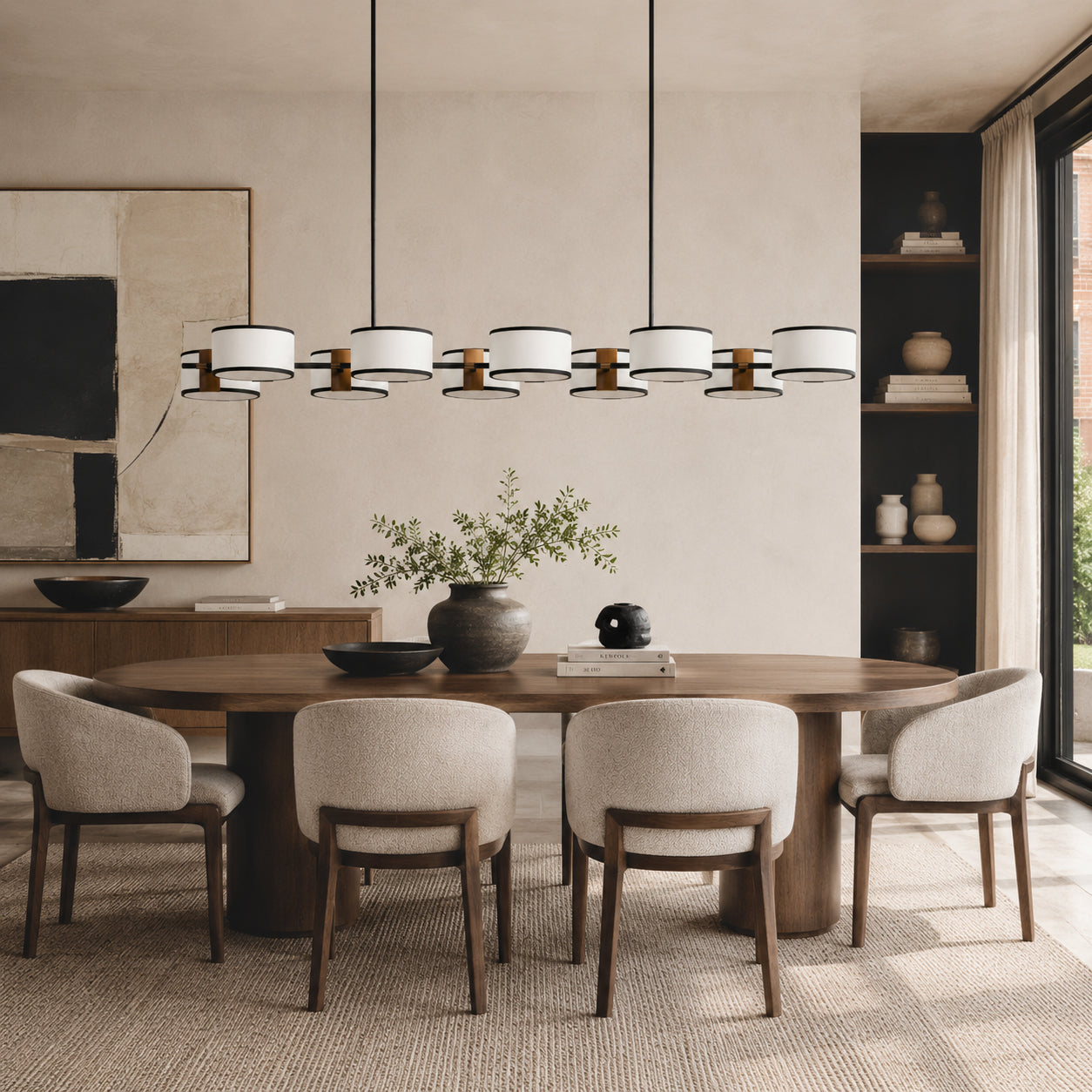 Calvrane Brass Linear Drum Chandelier
