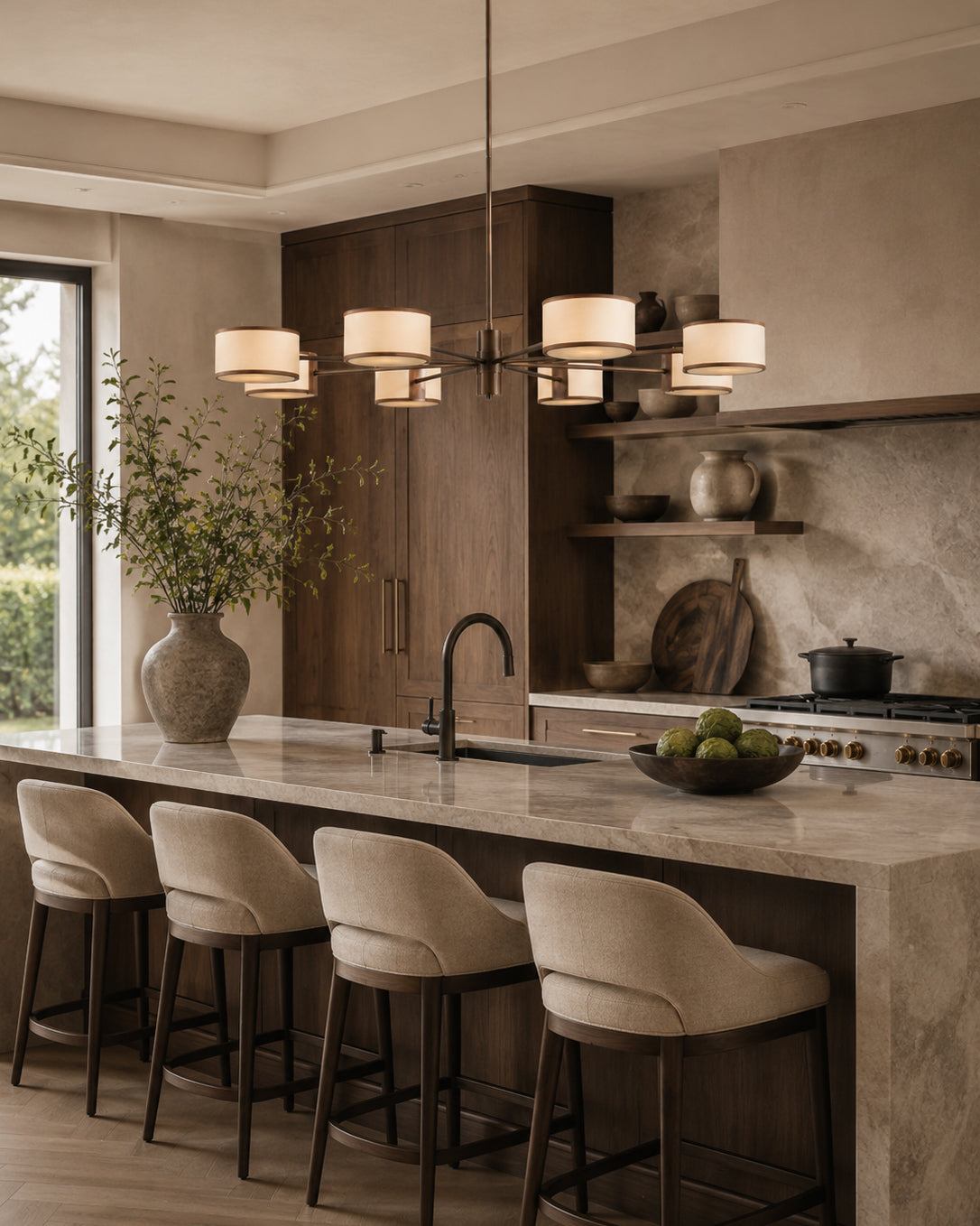 Calvrane Brass Multi-Arm Drum Chandelier