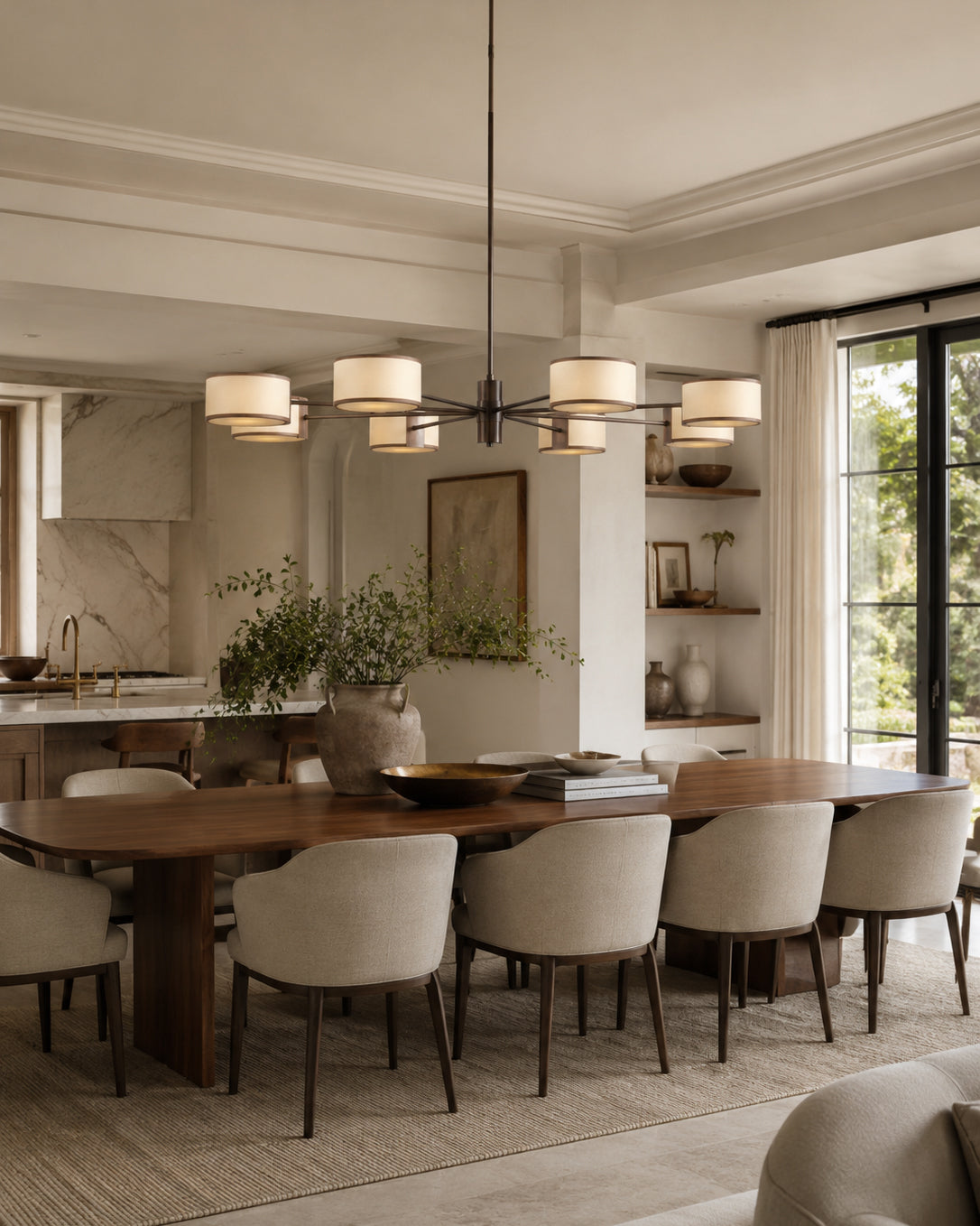 Calvrane Brass Multi-Arm Drum Chandelier