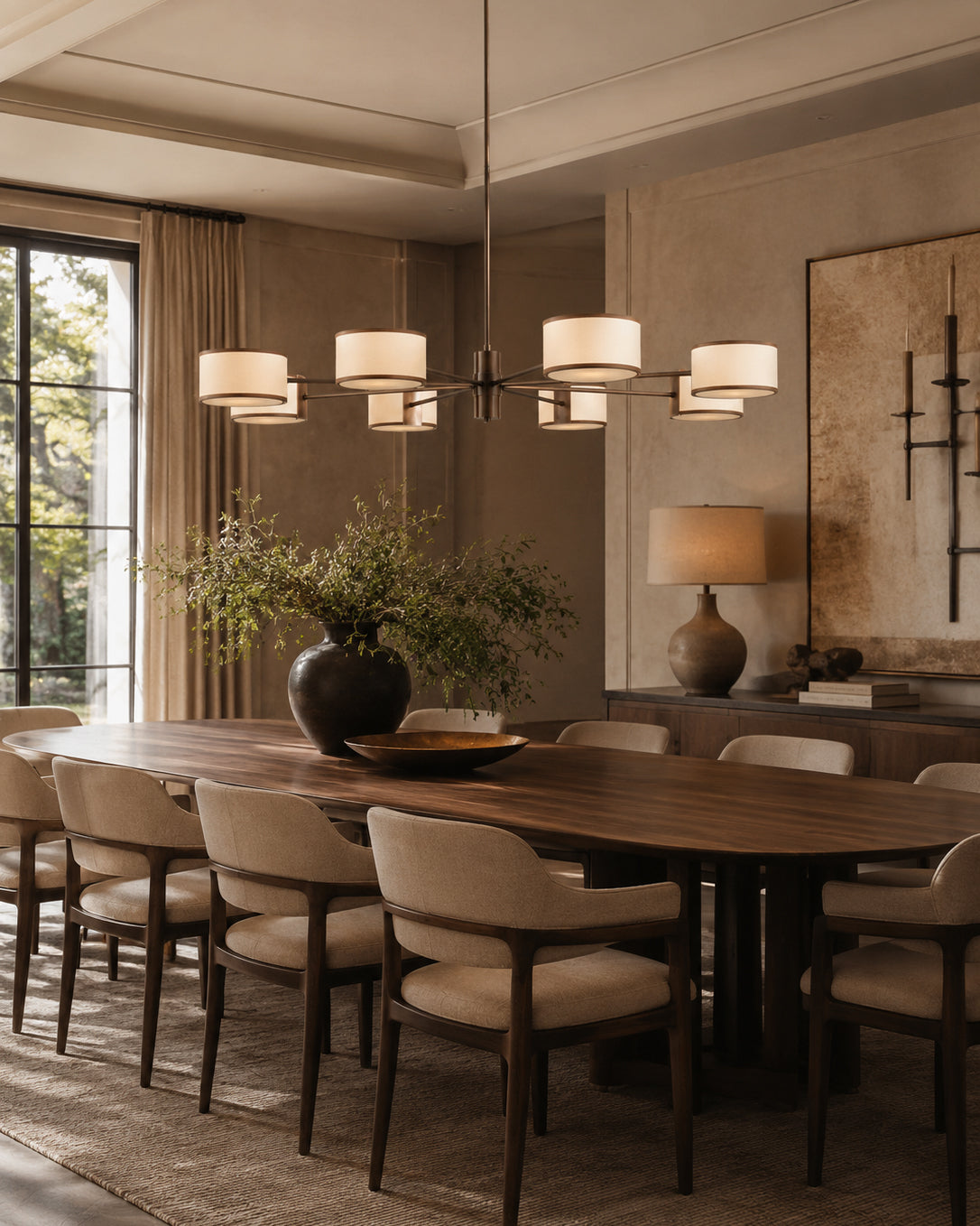 Calvrane Brass Multi-Arm Drum Chandelier