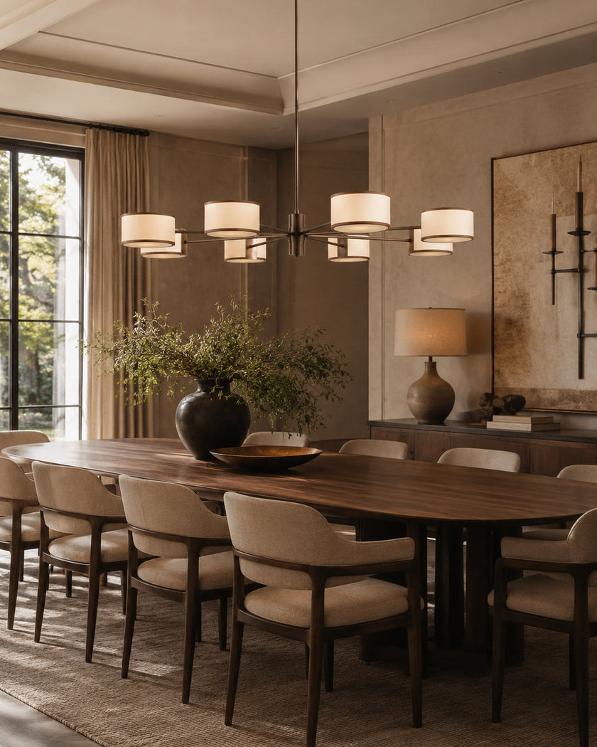 Calvrane Brass Multi-Arm Drum Chandelier