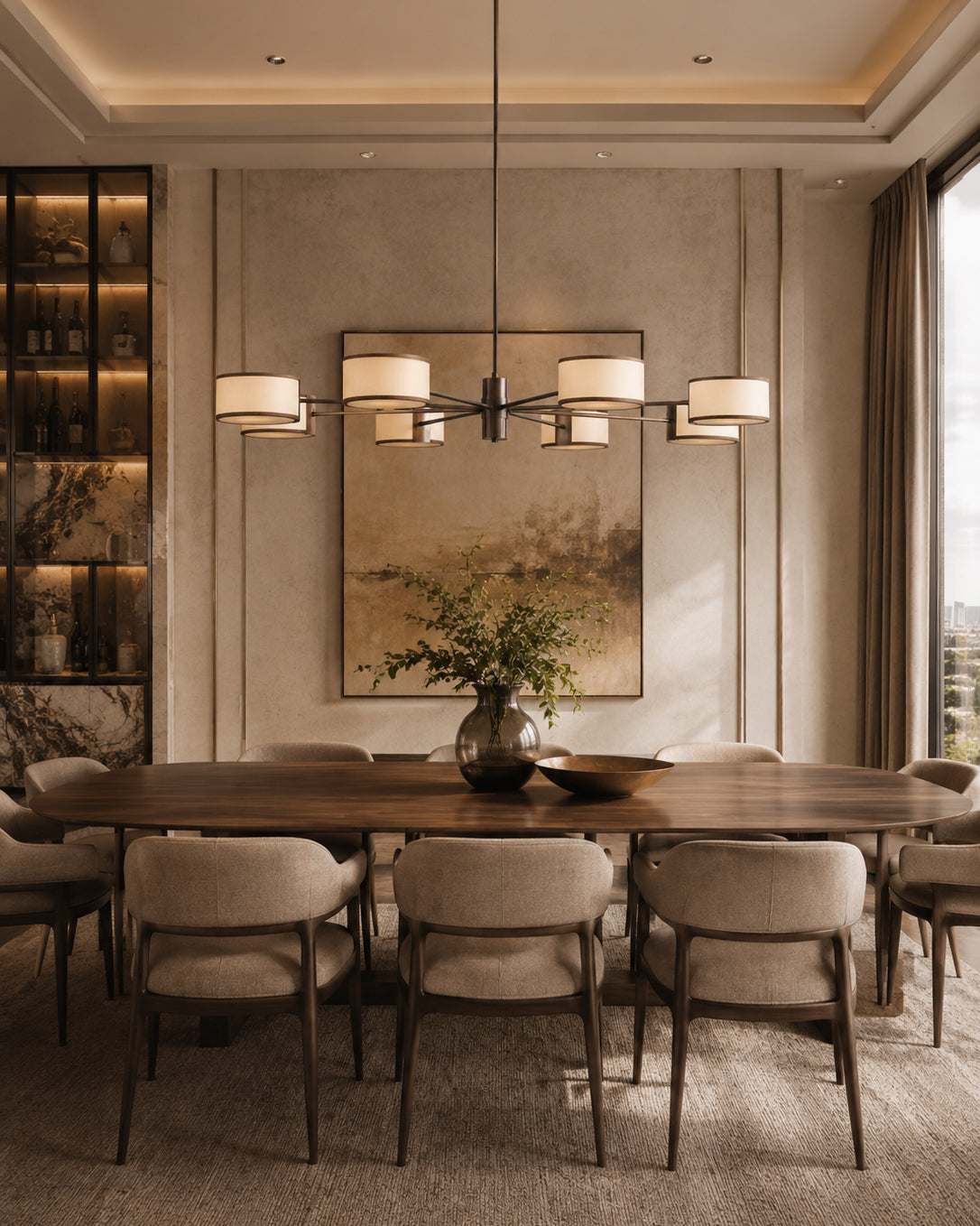 Calvrane Brass Multi-Arm Drum Chandelier