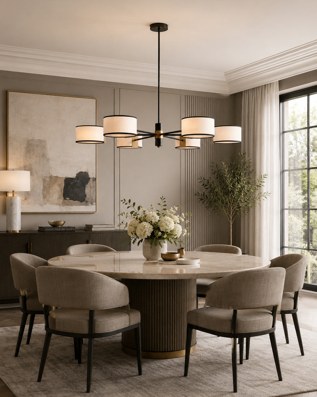 Calvrane Brass Multi-Arm Drum Chandelier