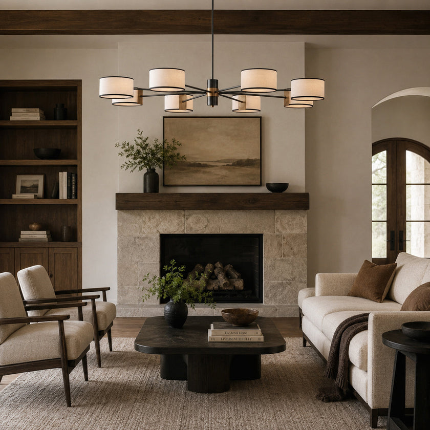 Calvrane Brass Multi-Arm Drum Chandelier
