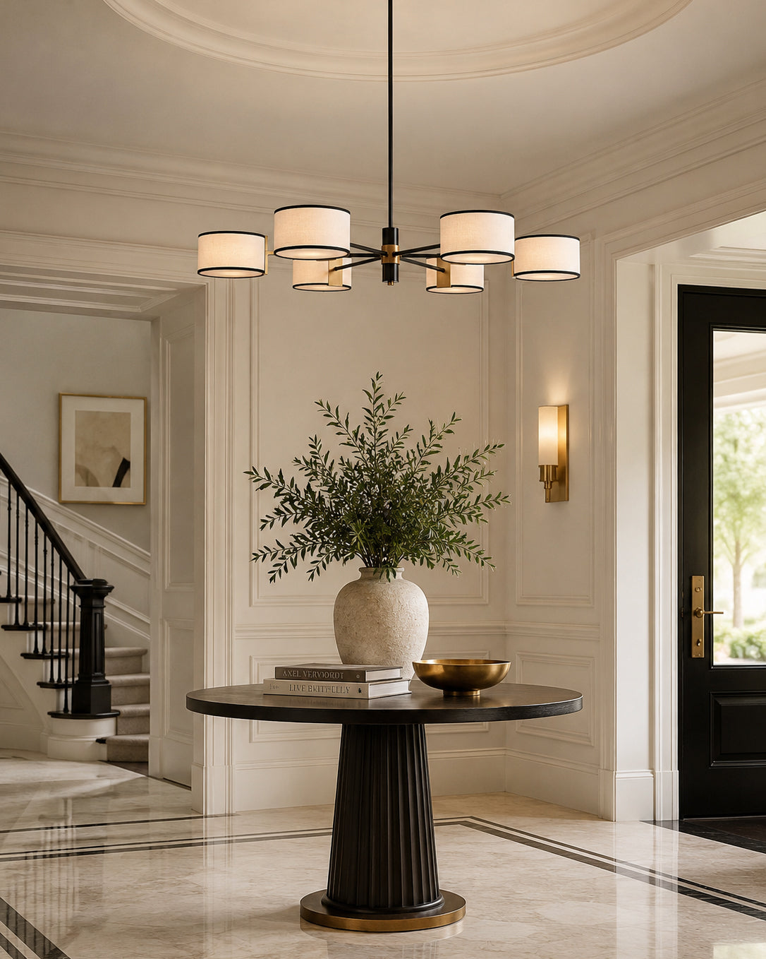 Calvrane Brass Multi-Arm Drum Chandelier