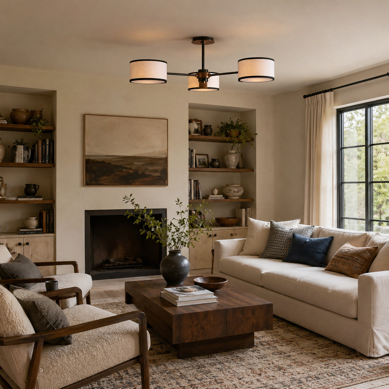 Calvrane Brass Multi-Arm Drum Ceiling Light