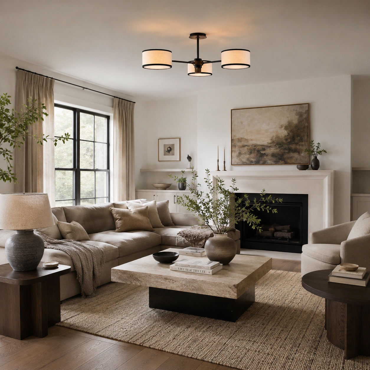 Calvrane Brass Multi-Arm Drum Ceiling Light