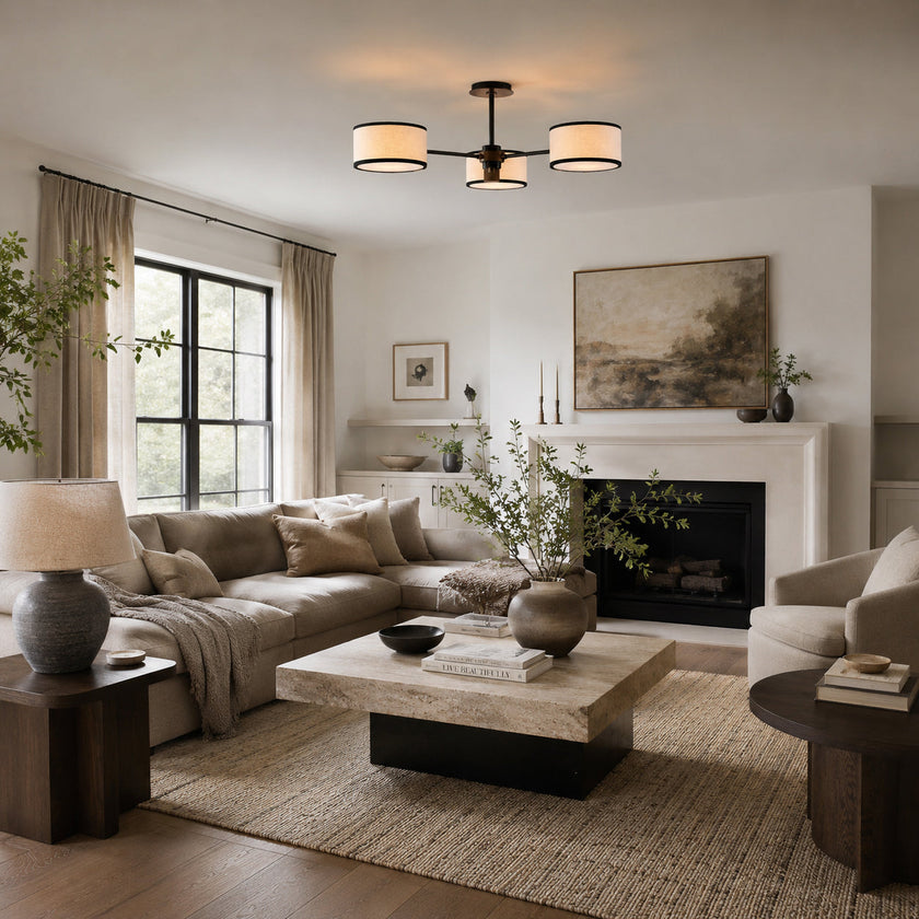 Calvrane Brass Multi-Arm Drum Ceiling Light