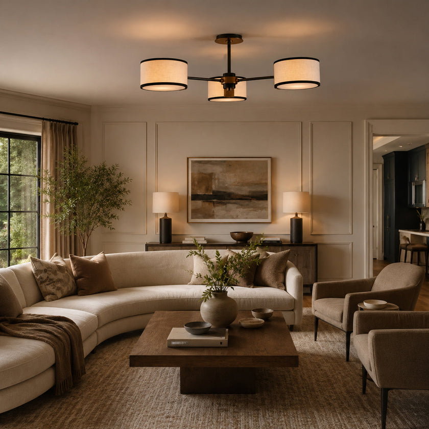 Calvrane Brass Multi-Arm Drum Ceiling Light