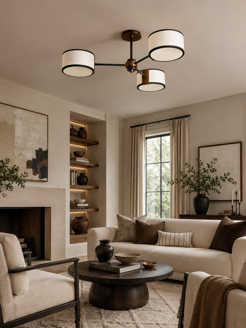 Calvrane Brass Multi-Arm Drum Ceiling Light