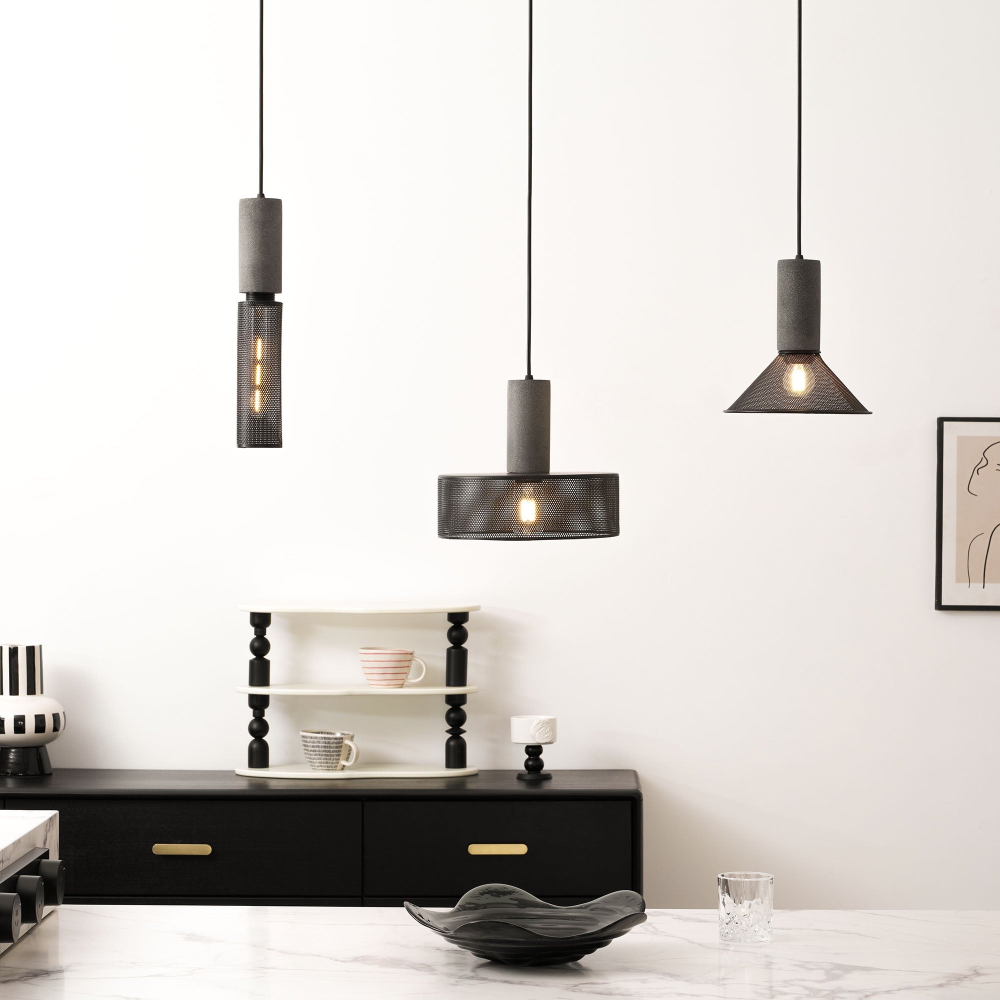 Minimalist Concrete Stone Cylinder Pendant Lamp