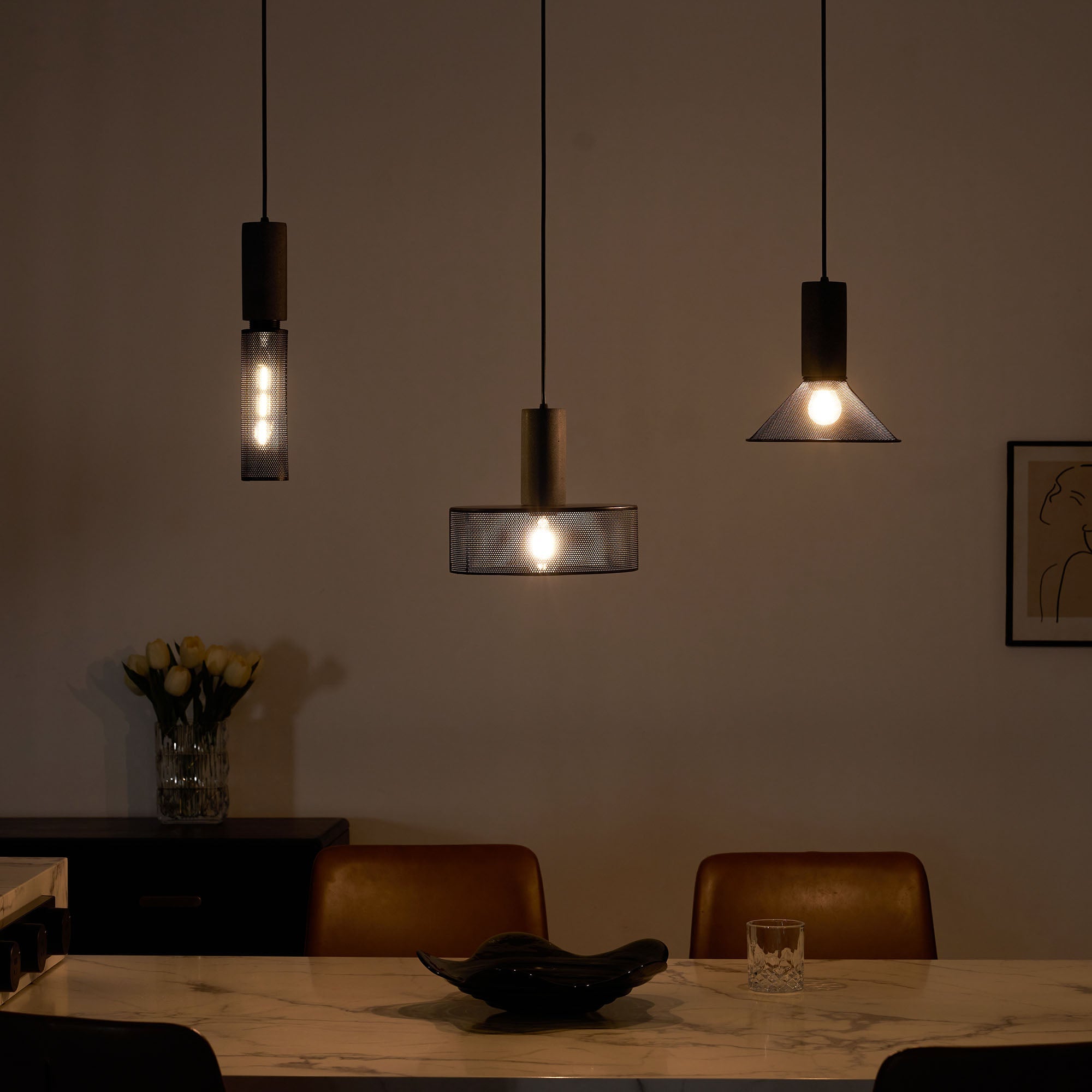 Minimalist Concrete Stone Cylinder Pendant Lamp