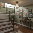 Brass Art Deco Ceramic Bird Ceiling Lamp