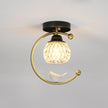 Brass Art Deco Ceramic Bird Ceiling Lamp