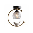 Brass Art Deco Ceramic Bird Ceiling Lamp