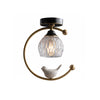 Brass Art Deco Ceramic Bird Ceiling Lamp
