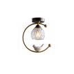 Brass Art Deco Ceramic Bird Ceiling Lamp