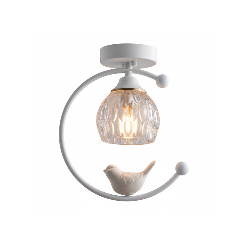 Brass Art Deco Ceramic Bird Ceiling Lamp