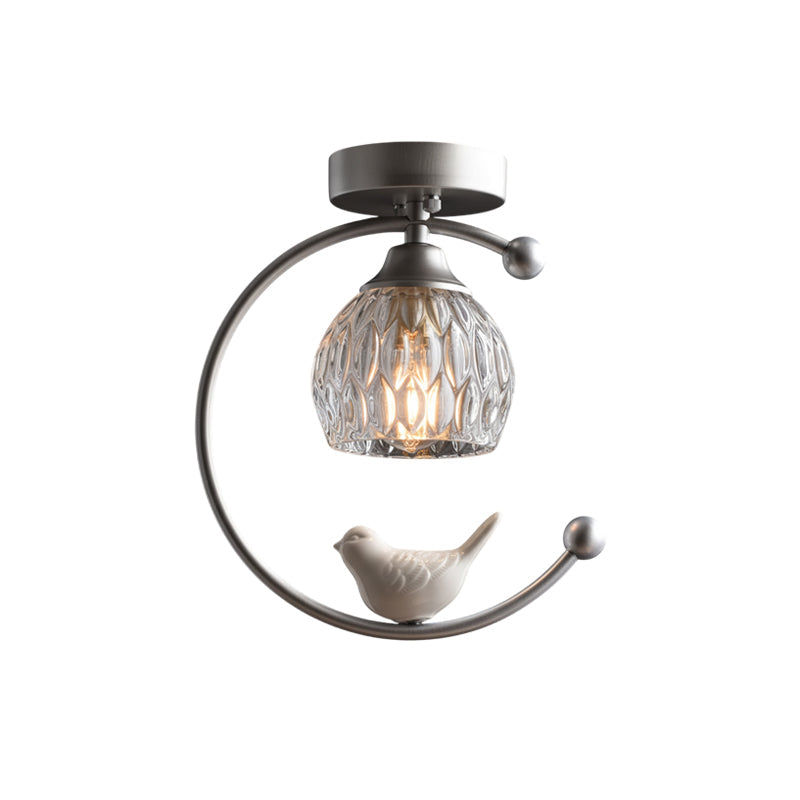 Brass Art Deco Ceramic Bird Ceiling Lamp