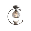 Brass Art Deco Ceramic Bird Ceiling Lamp