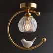 Brass Art Deco Ceramic Bird Ceiling Lamp