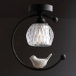 Brass Art Deco Ceramic Bird Ceiling Lamp