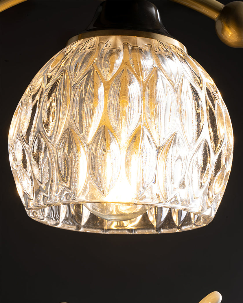Brass Art Deco Ceramic Bird Ceiling Lamp