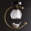 Brass Art Deco Ceramic Bird Ceiling Lamp
