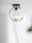 Brass Art Deco Ceramic Bird Ceiling Lamp