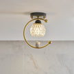Brass Art Deco Ceramic Bird Ceiling Lamp