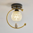 Brass Art Deco Ceramic Bird Ceiling Lamp