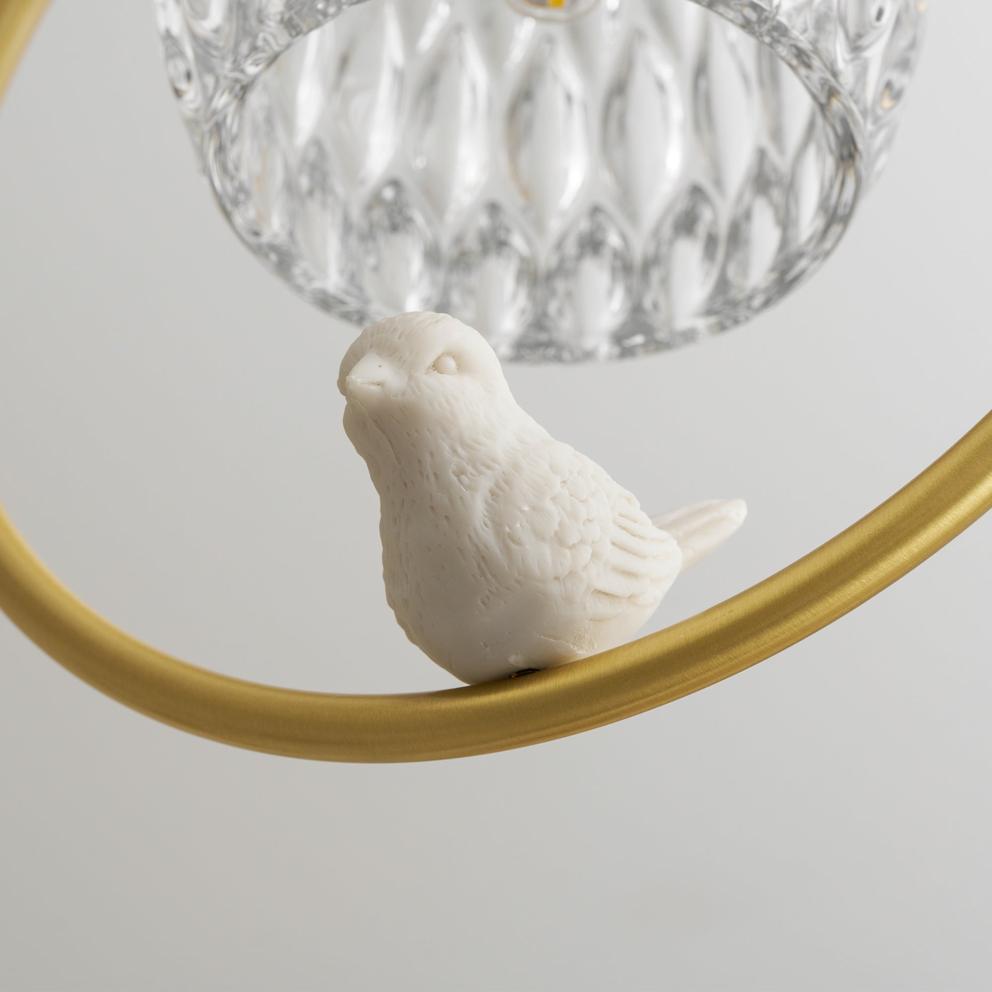 Brass Art Deco Ceramic Bird Ceiling Lamp