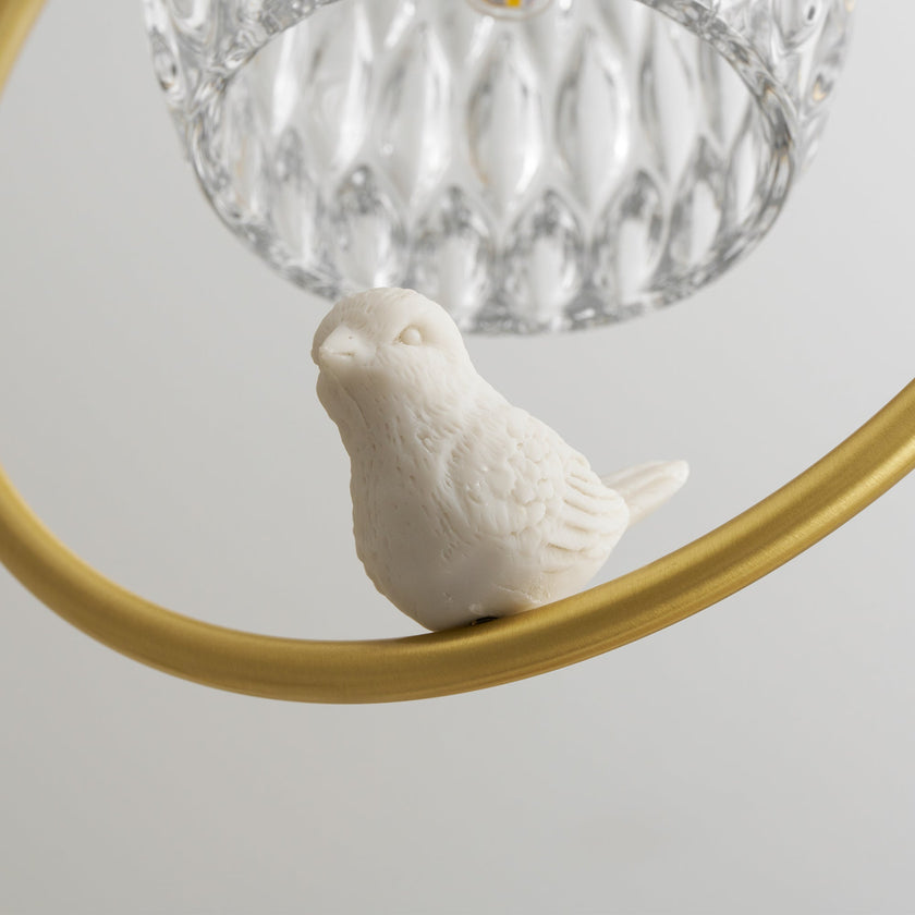 Brass Art Deco Ceramic Bird Ceiling Lamp