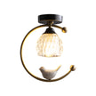 Brass Art Deco Ceramic Bird Ceiling Lamp