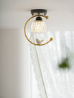 Brass Art Deco Ceramic Bird Ceiling Lamp