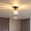 Brass Art Deco Ceramic Bird Ceiling Lamp