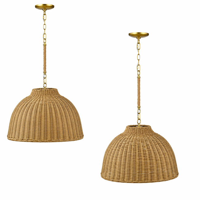 Foundry Modern Farmhouse Rattan Dome Pendant Light (Set of 2)