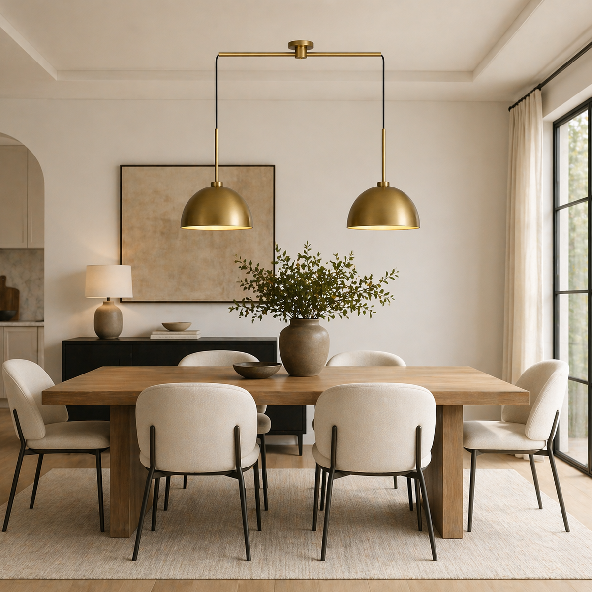 Calvrane Metal Hanging Ceiling Pendant 2-Light Brass