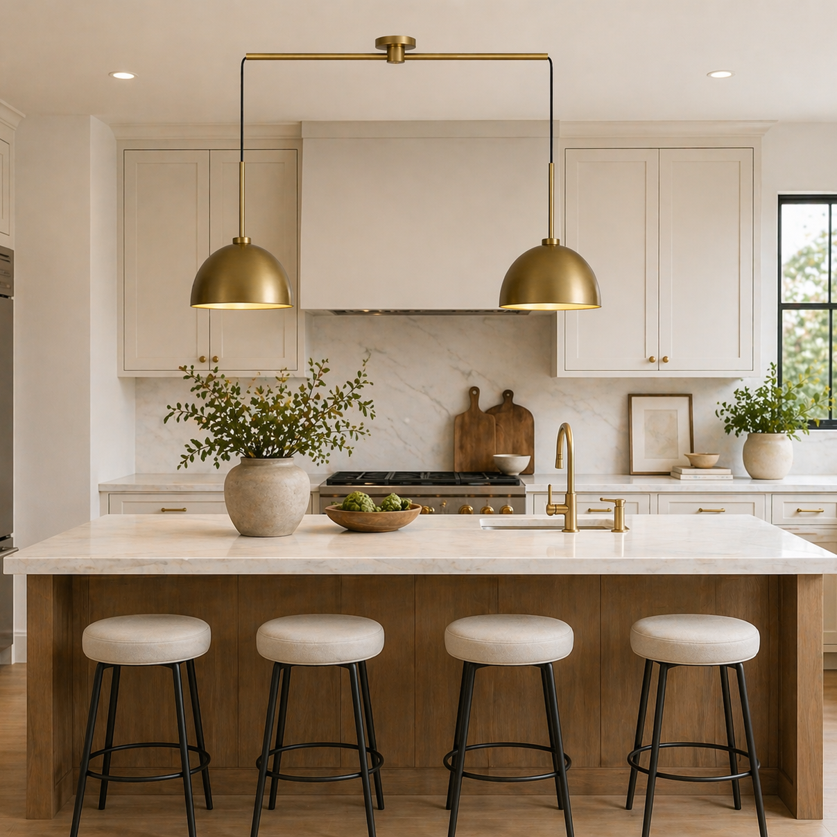 Calvrane Metal Hanging Ceiling Pendant 2-Light Brass