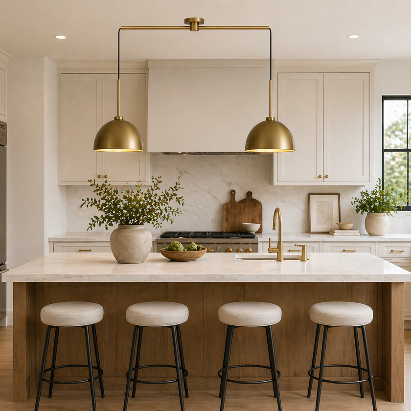 Calvrane Metal Hanging Ceiling Pendant 2-Light Brass