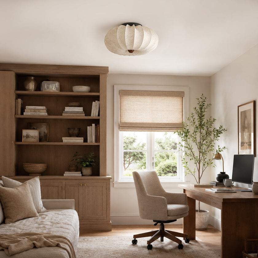 Calvrane Pleated Fabric Semi-Flush Ceiling Light