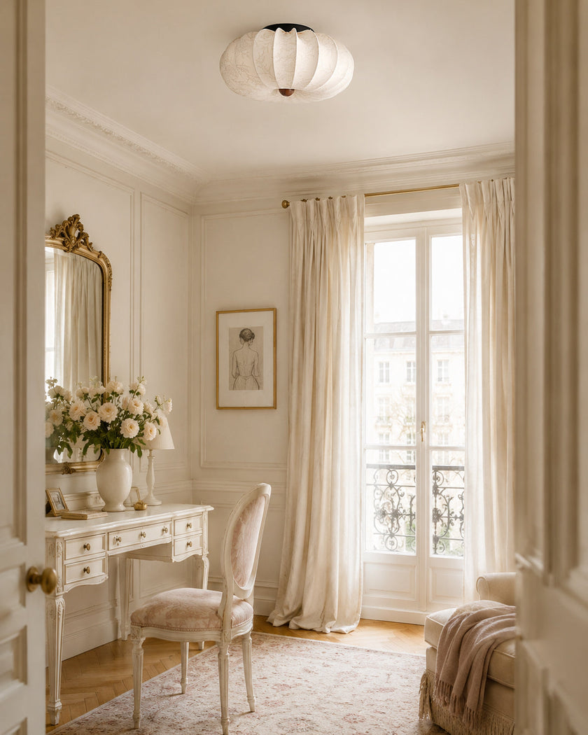 Calvrane Pleated Fabric Semi-Flush Ceiling Light