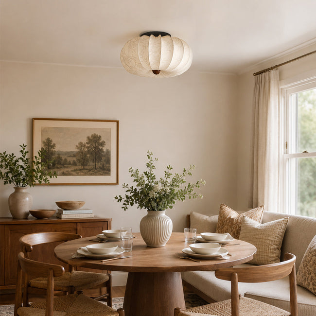 Calvrane Pleated Fabric Semi-Flush Ceiling Light