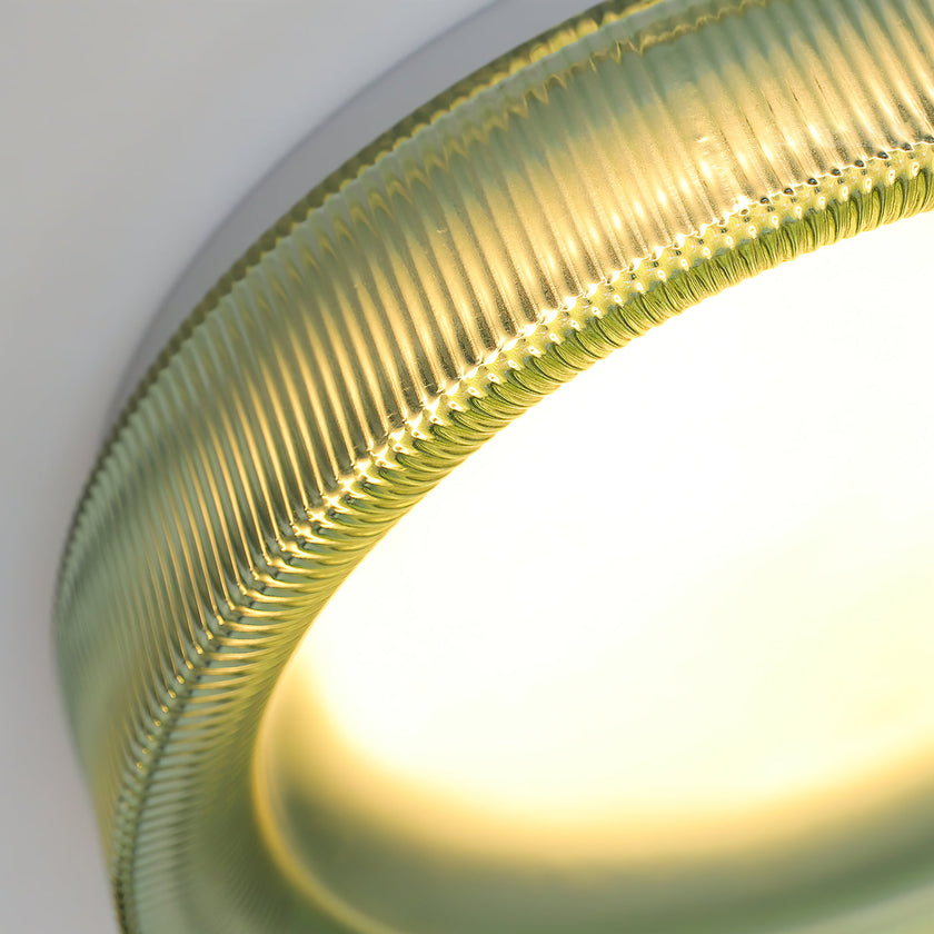 Calvrane Fluted Glass Drum Ceiling Light