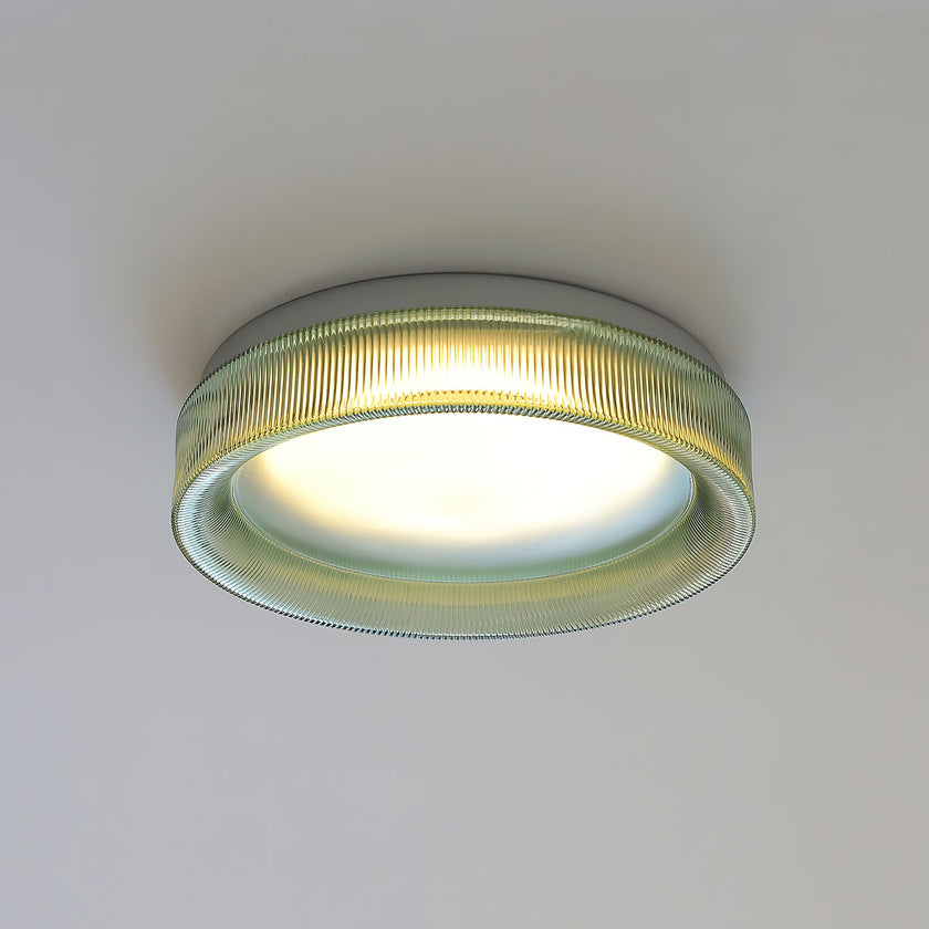 Calvrane Fluted Glass Drum Ceiling Light