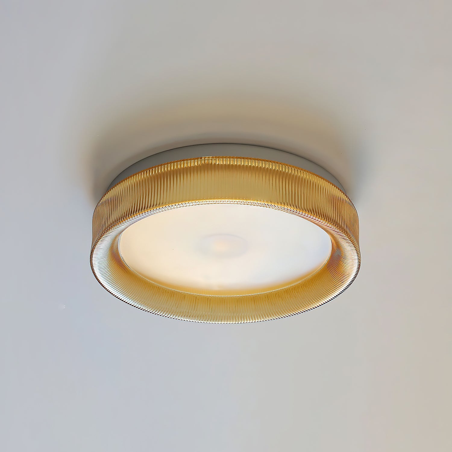 Calvrane Fluted Glass Drum Ceiling Light