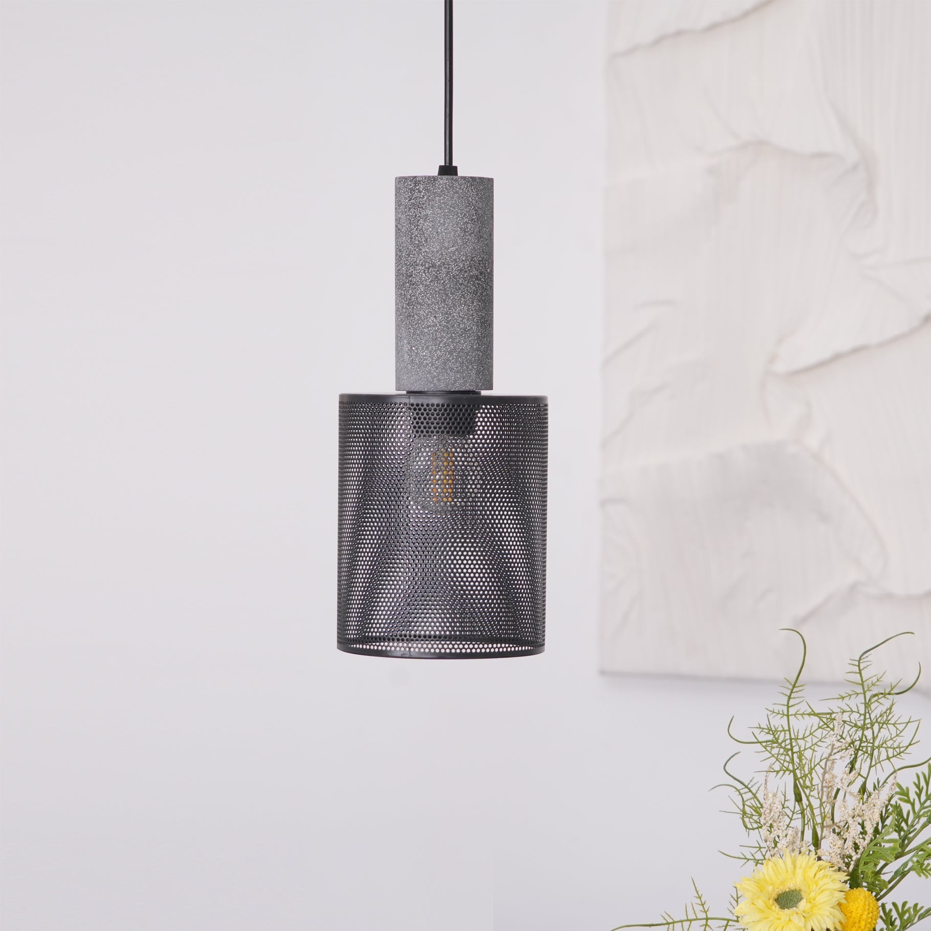 Minimalist Concrete Stone Cylinder Pendant Lamp