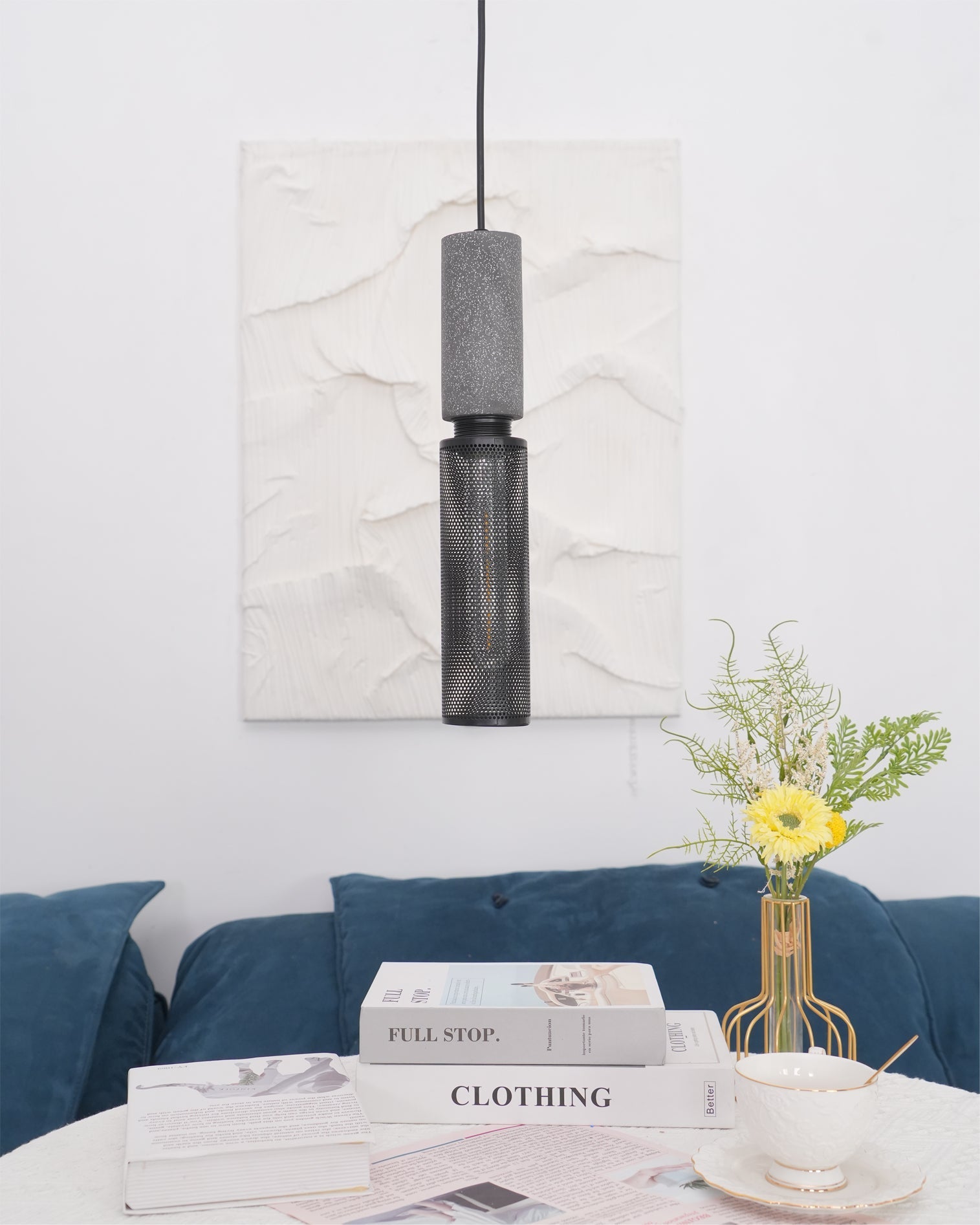 Minimalist Concrete Stone Cylinder Pendant Lamp